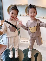 Girls Net red suit Korean childrens spring clothes two sweatshirts female baby Foreign style new fashionable sportswear childrens clothing