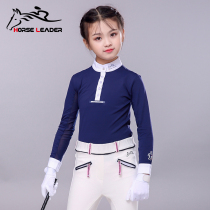 Children's equestrian long-sleeved shirt breathable female equestrian equipment riding equestrian equestrian equestrian competition standing long-sleeved T-shirt