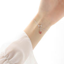Lane South 925 Sterling Silver Strawberry Jing ins Wind Bracelet Female Cat Korean Simple Student Girlfriend Trick Peach Blossom Handset Summer