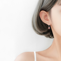 Lane South 925 Sterling Silver Strawberry Crystal Earrings Female Trick Peach Blossom Sweet Japanese Girl Heart Earrings Pink Earrings