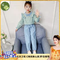 Girl long sleeve Xiuxian suit foreign-Air round neck T-shirt loose trousers two-piece set