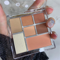 Net red eye shadow disc ins ultra-fire flash powder waterproof high light blush red repair integrated disc eye shadow small disc portable and affordable