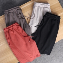 Summer new Hong Kong style fashion brand loose straight sports casual five-point pants mens shorts Japanese solid color beach pants