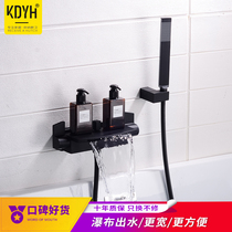 Nordic all-copper waterfall bathtub faucet Hotel surface mounted black and white gold hot and cold shower set lifting