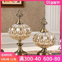 Neoclassical home model house soft decoration storage jar European living room coffee table with lid dried fruit snack candy jar