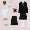 Women's long suit+women's white long sleeves+black midi skirt+wine red bow tie with badge gift