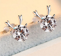 Silver Hong s925 One deer with your earnail female pure silver Brief approachate slim fit Zircons Superior 2019 New Tide Earrings