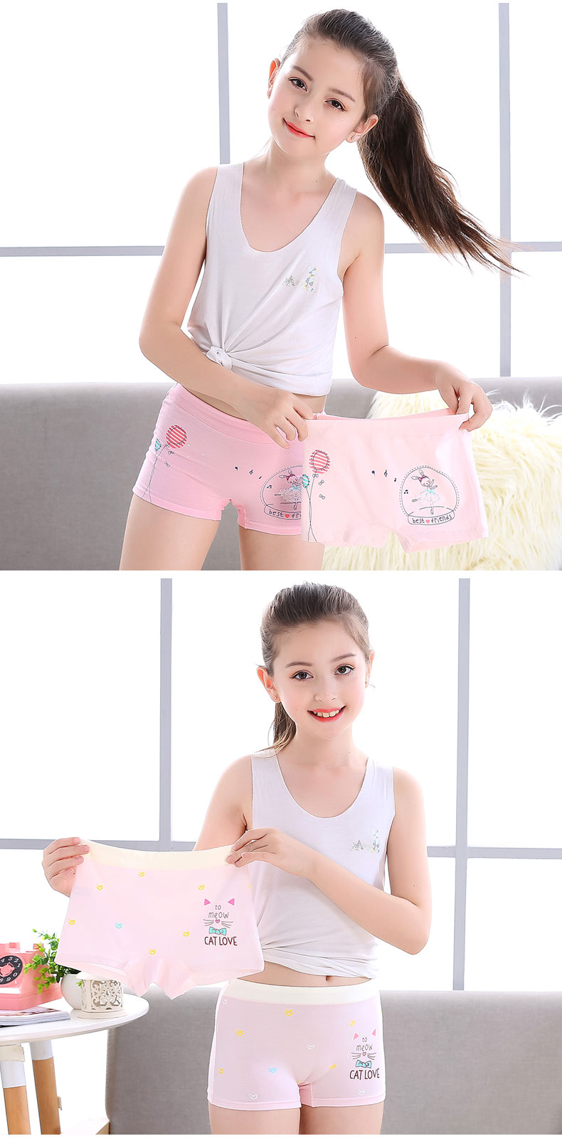 Girls underwear cotton 1 girl 2 baby 3 boxer 4 years old underwear four