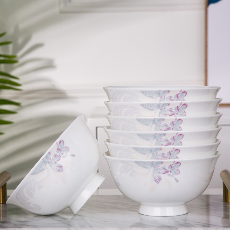 Jingdezhen ceramic tableware ceramic bowl dishes home eat European dishes suit against the iron rice bowl tall bowl