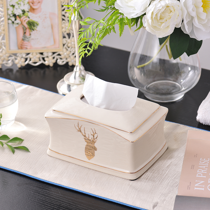 The sitting room smoke creative household tissue box figure ceramic carton tea table ou American I and contracted creative paper box