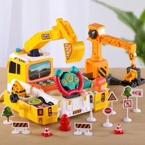 Toy car set All kinds of cars Excavator fire rescue vehicle Childrens boy large assembly excavator 4 garbage 2
