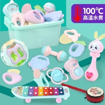 Baby boy with 6-18 months of high temperature resistant water to cook disinfection hand rocking bell able to nibble baby toy with tooth gum