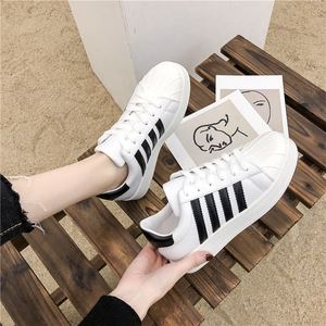 黑觅2020新款女鞋百搭透气运动小白鞋黑金贝壳头休闲鞋板鞋鞋子
