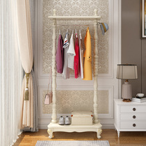 European-style solid wood coat rack Floor-to-ceiling bedroom hanger Household simple modern shelf Mobile clothes rack