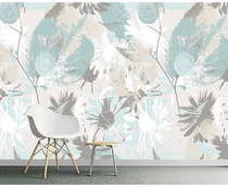 Custom Nordic simple hand painted leaves bamboo wood fiberboard living room TV background wallboard bedroom high light painting