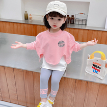 South Korean fashion womens baby spring clothing suit 2022 new girls fake two pieces of clothing online red Korean version of spring and autumn childrens clothing