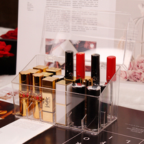 With clamshell dust-proof lipstick cosmetics storage box desktop transparent acrylic multi-grid small brush display stand finishing