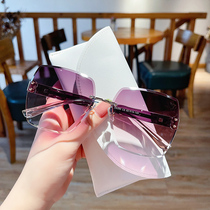 EW sunglasses woman 2022 new driving special anti-UV light diamond cut edge no frame high-grade ink mirror