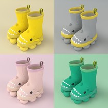 Child Rain Shoes Baby Cute Non-slip Solid Cartoon Shark Rain Boots Male and female Childrens nursery waterproof rubber shoes Water Shoe