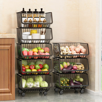 304 stainless steel kitchen storage rack landing fruit and vegetable basket multi-storey table storage rack