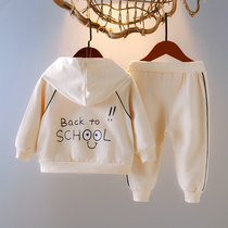 South Korean boys autumn clothing suit 2021 new ocean wave clothes 0 womens 1-2-3-year-old children sports two sets