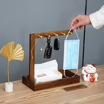 Genguan Key Containing Pendulum to enter the door hanging face mask into the family key shelve solid wood desktop containing box tray