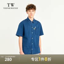 TeenieWeenie bear mens clothing 2021 summer new pocket shirt short-sleeved T-shirt denim shirt tide
