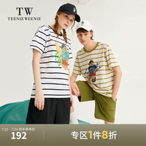 TeenieWeenie bear mens couple T-shirt 2021 summer printing stripes loose round neck short sleeve tide