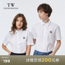 TeenieWeenie Bear mens casual shirt Korean version handsome cartoon logo wild short-sleeved shirt