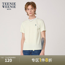 TeenieWeenie Bear mens Korean fashion striped round neck short-sleeved T-shirt summer mens top Xinjiang cotton
