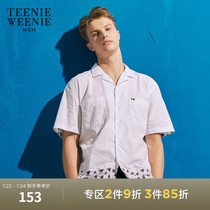 TeenieWeenie Bear Mens summer fashion sailing print casual stitching short-sleeved shirt Xinjiang cotton