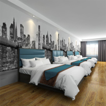 Express hotel Hotel custom-made standard room furniture Bed bed and breakfast Apartment Guest room rental house paint-free big bed soft backrest