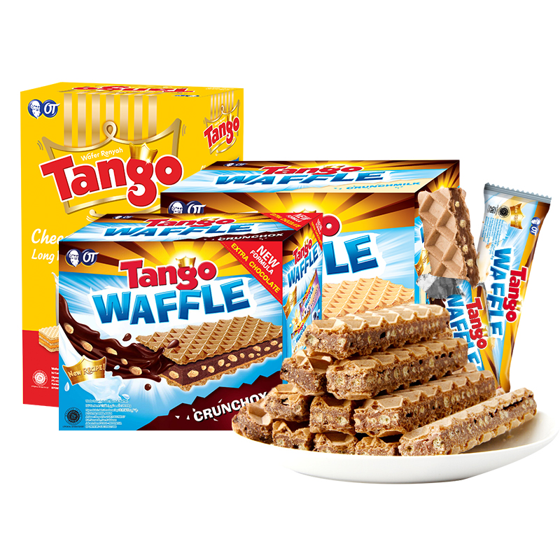  Tango 印尼進口巧克力夾心威化餅干牛奶奶酪多口味網紅零食160g*2