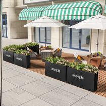 Iron Art Flower Box Combined Partition Planting Trough Screen Square Commercial Street Park Rectangular Custom Trough Pool Patio