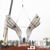 Changsha large FRP paint landscape stainless steel art outdoor commercial street sculpture glass fiber manufacturer customization