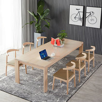Nordic solid wood conference table simple log table rectangular workbench desk minimalist long table negotiation table