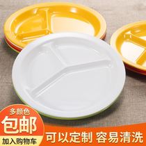 Imitation porcelain separating dinner plate 4 lattice trays round plastic fast food pantry Dense Amines Cutlery plate canteen Dining Tray Parquet