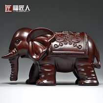 Black sandalwood carving water elephant a pair of solid wood furniture creative simple TV cabinet decoration crafts Joe relocation gift