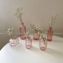 Pink glass small vase minimalist in air dry mini-air dry atmospheric living room plug flower piece
