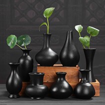 Black ceramic small vase mini-trumpet tea ceramic mini-clad high-end creativity mini-flower flower
