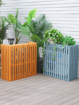 Balcony Air Conditioning Outdoor machine Flowers Decorative Louvers Embalming Wood Air-conditioning Outdoor wood Outdoor Wood Grid Shelf