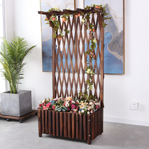 Wooden fence Flower pot fence climbing flower rack anti-corrosion balcony outdoor flower box Solid wood climbing pergola grid partition flower trough