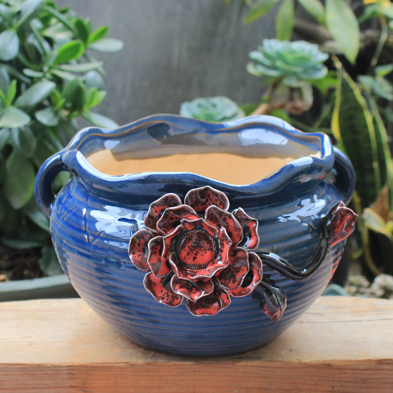 Creative flower POTS, large diameter ceramic basin of large meat meat meat more clearance indoor household breathable old running the flowerpot restoring ancient ways