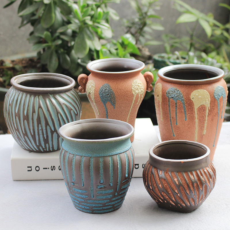 European fleshy flower pot through tall) tao meaty plant flower implement mercifully glaze creative flowerpot ceramic contracted