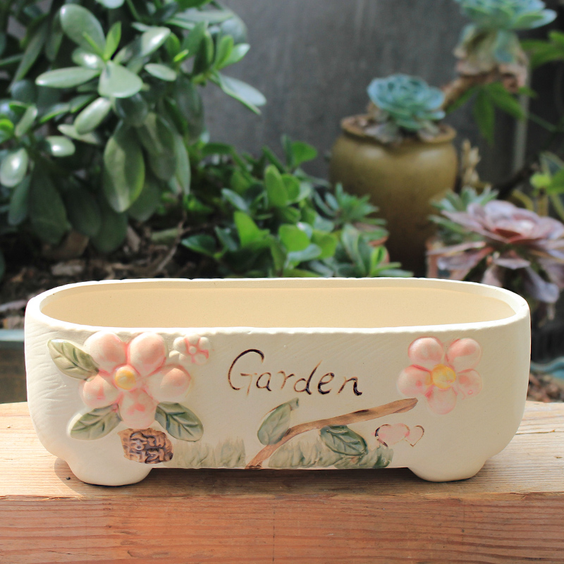 Creative house large rectangular fleshy flower - pot hand - made some ceramic porcelain flowerpot move appetizer special offer a clearance