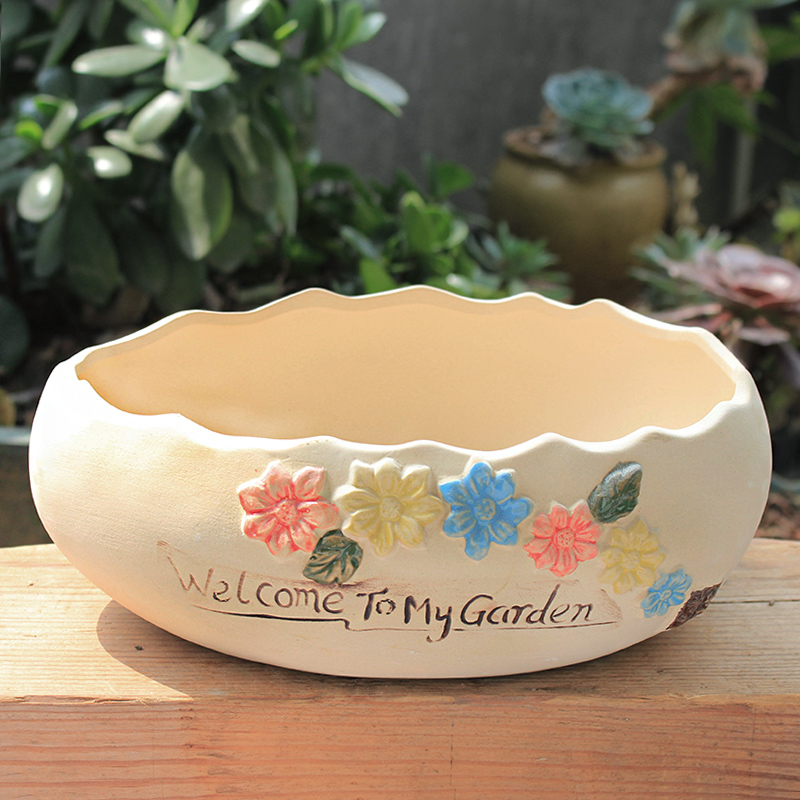 Fleshy flower POTS, large diameter ceramic creative contracted large meat meat basin to a clearance sale breathable biscuit firing hand - made spell