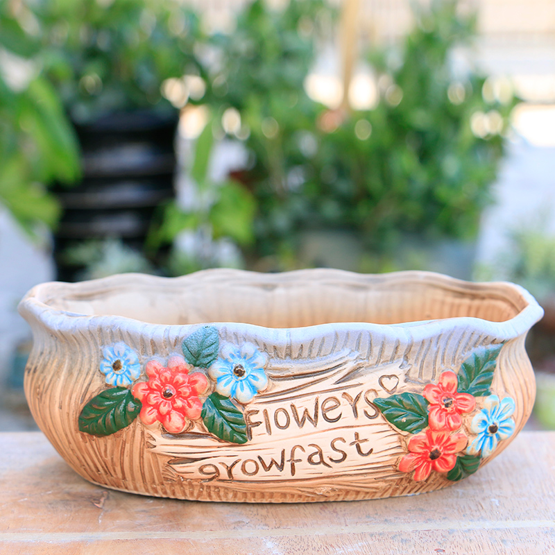 Large caliber flowerpot coarse pottery meaty plant flowerpot ceramic platter combination of creative move, fleshy special offer a clearance