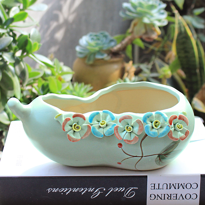 Creative flower POTS, large diameter ceramic basin of large meat meat meat more clearance indoor household air hoist flowerpot restoring ancient ways