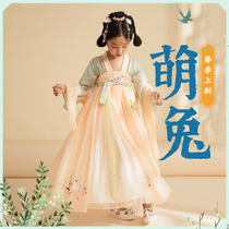 Wu buckle cute rabbit children Hanfu autumn Girl Costume Super fairy Chinese style long sleeve skirt fairy dress autumn