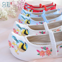 Wu buckle children Hanfu shoes Girls costume shoes little girl ancient style handmade all-over embroidered shoes cloth shoes